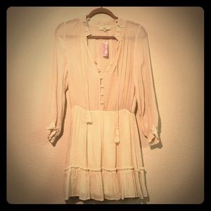 Entro Cream Polyester Rayon Blend Peasant Dress